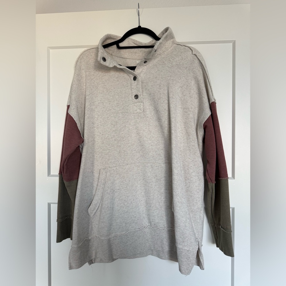 Maurices Tri-Tone Hoodie - Cream, Burgundy, Olive